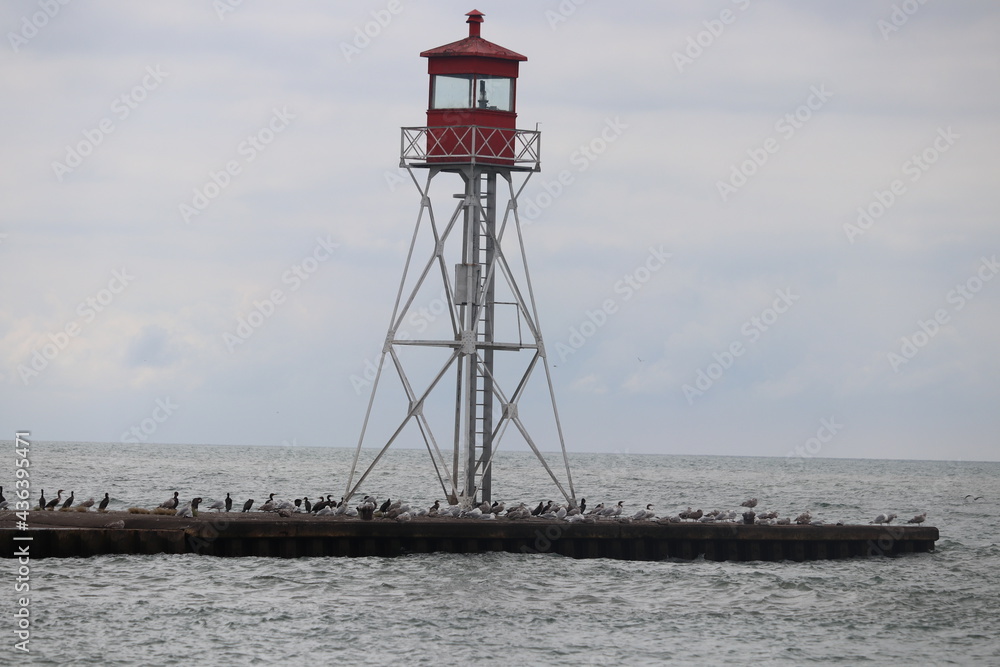 lighthouse on the shore of the river lighthouse on the shore of the river