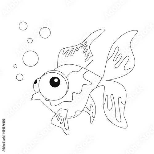 Creative fish for coloring book. Vector illustration.
