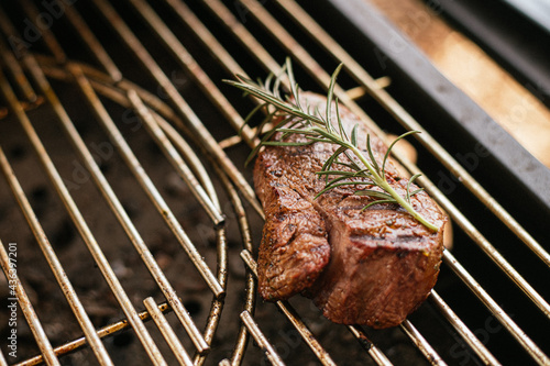 smoked meat on grill