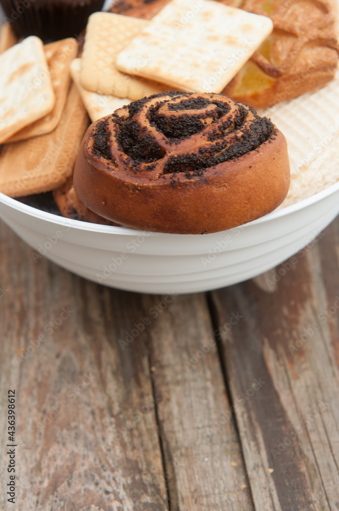 Pastries on a wooden backdrop template Pastries on a wooden backdrop template