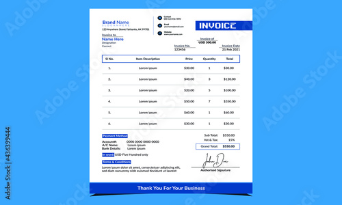 Invoice Design Template with Creative Designs