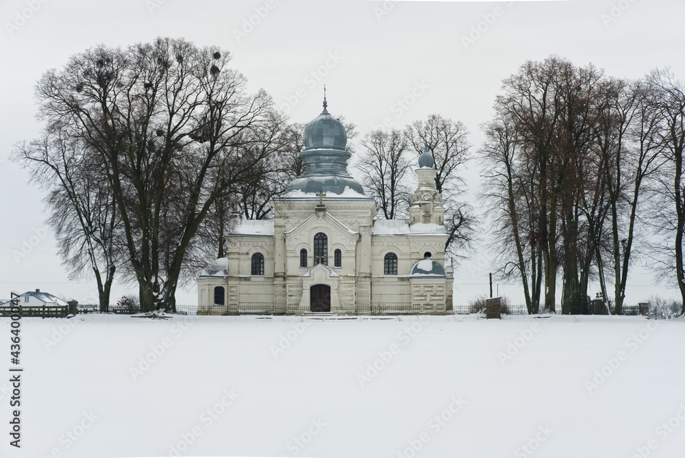 historic orthodox church in winter