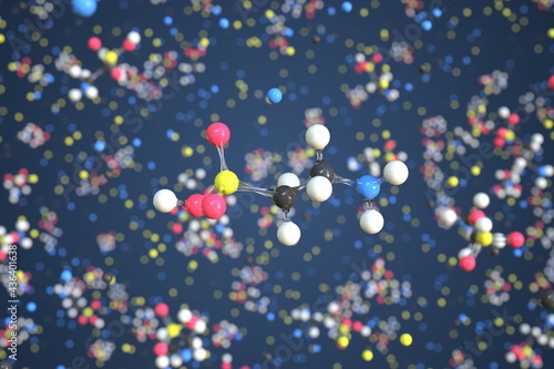 Obraz na plátne Taurine molecule, scientific molecular model, 3d rendering