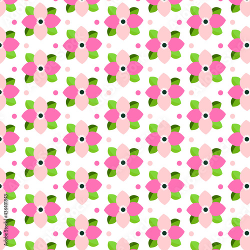 A Simple pattern with Colorful Flowers and Dots.