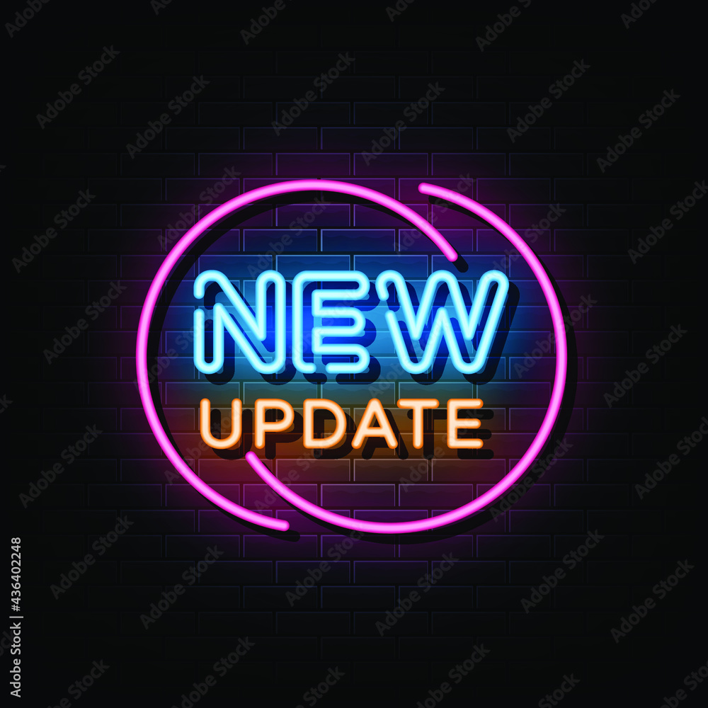 Fototapeta premium New update neon banner vector. 