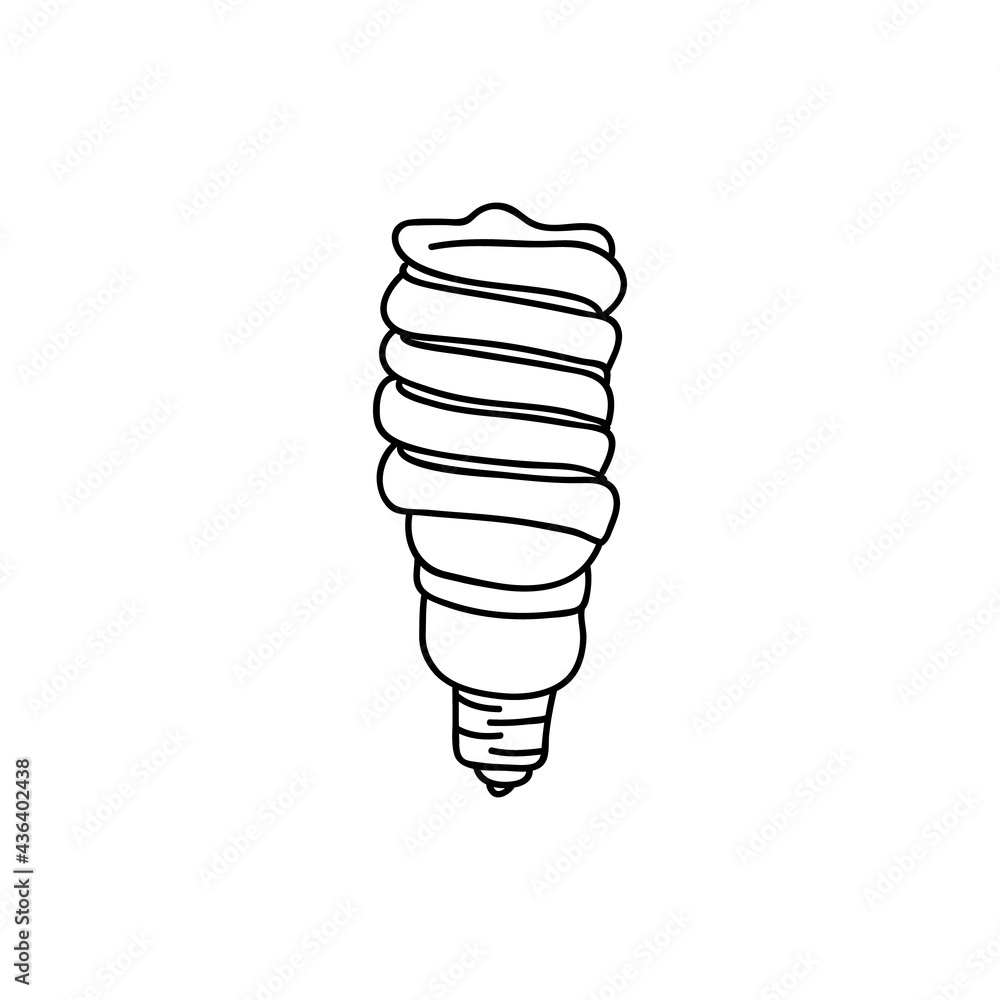Single hand drawn light bulb. Vector illustration in doodle style. Single hand drawn light bulb. Vector illustration in doodle style.