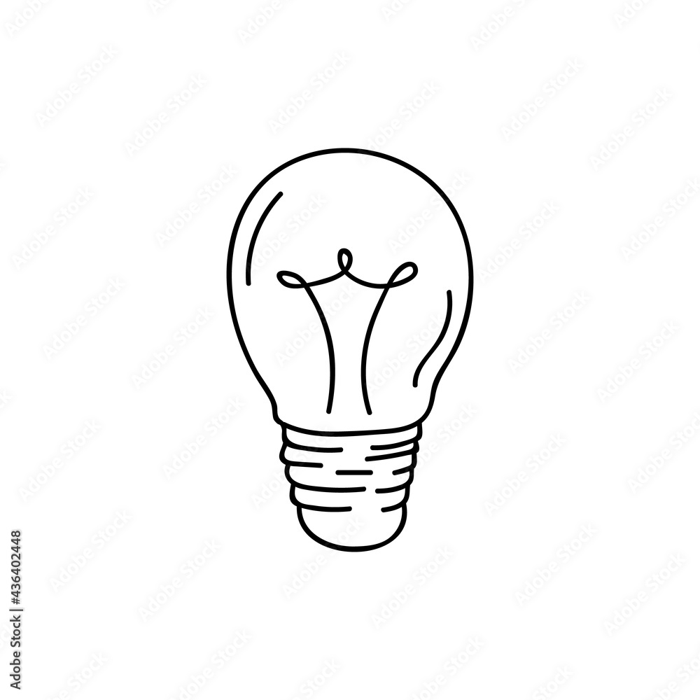 Single hand drawn light bulb. Vector illustration in doodle style. Single hand drawn light bulb. Vector illustration in doodle style.