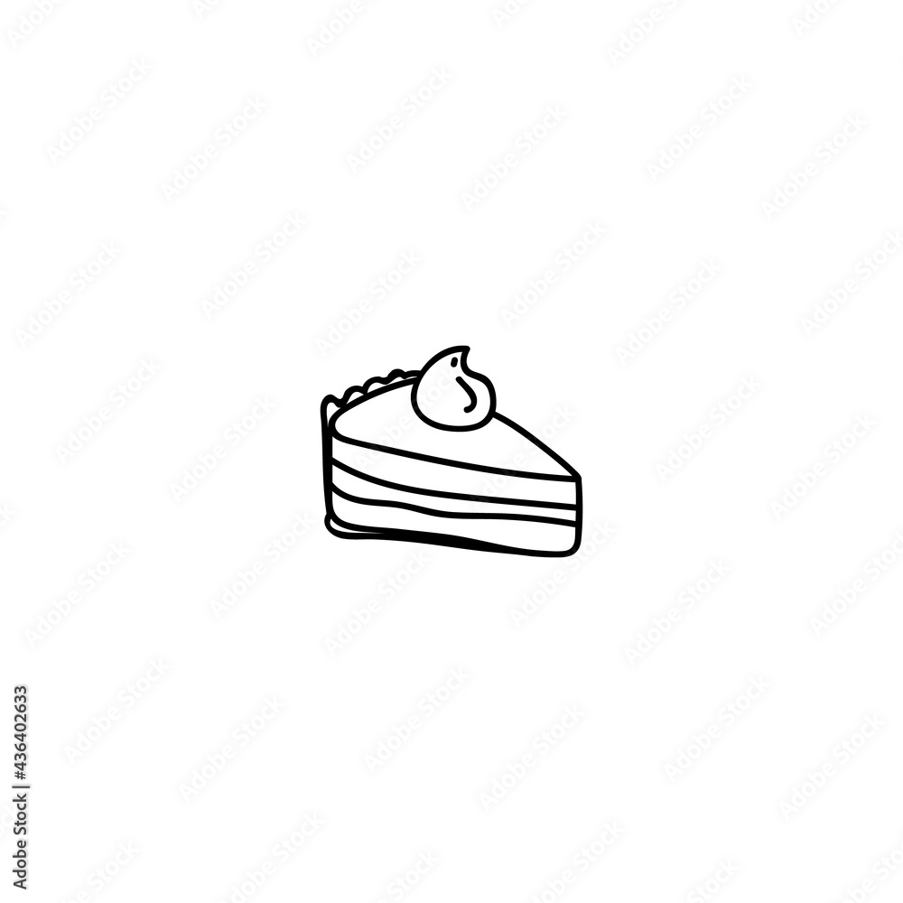 A piece of pumpkin pie. Vector illustration in doodle style. Isolate on a white background. A piece of pumpkin pie. Vector illustration in doodle style. Isolate on a white background.
