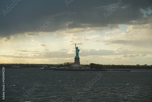 statue of liberty at sunset