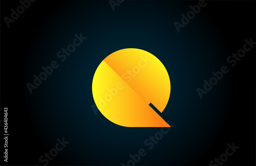 geometric alphabet Q letter logo for business and company with yellow color. Corporate brading and lettering with futuristic design and gradient
