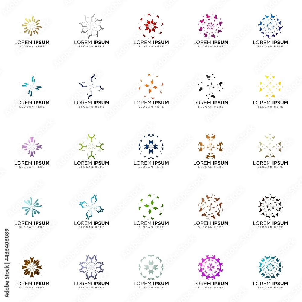 set of full color modern logo designs