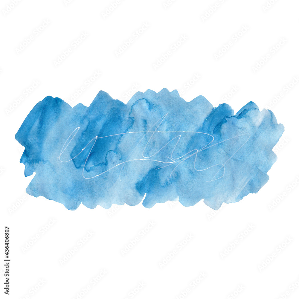 Obraz premium Drawing of watercolor blue stain on white background. Watercolor texture. Isolated