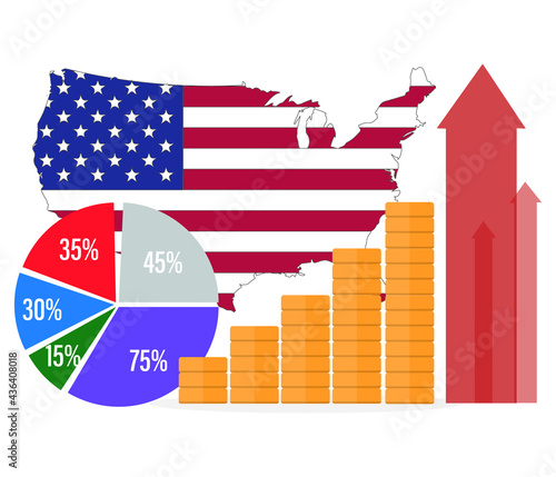 Economic growth in United States concept, 3D rendering isolated on white background