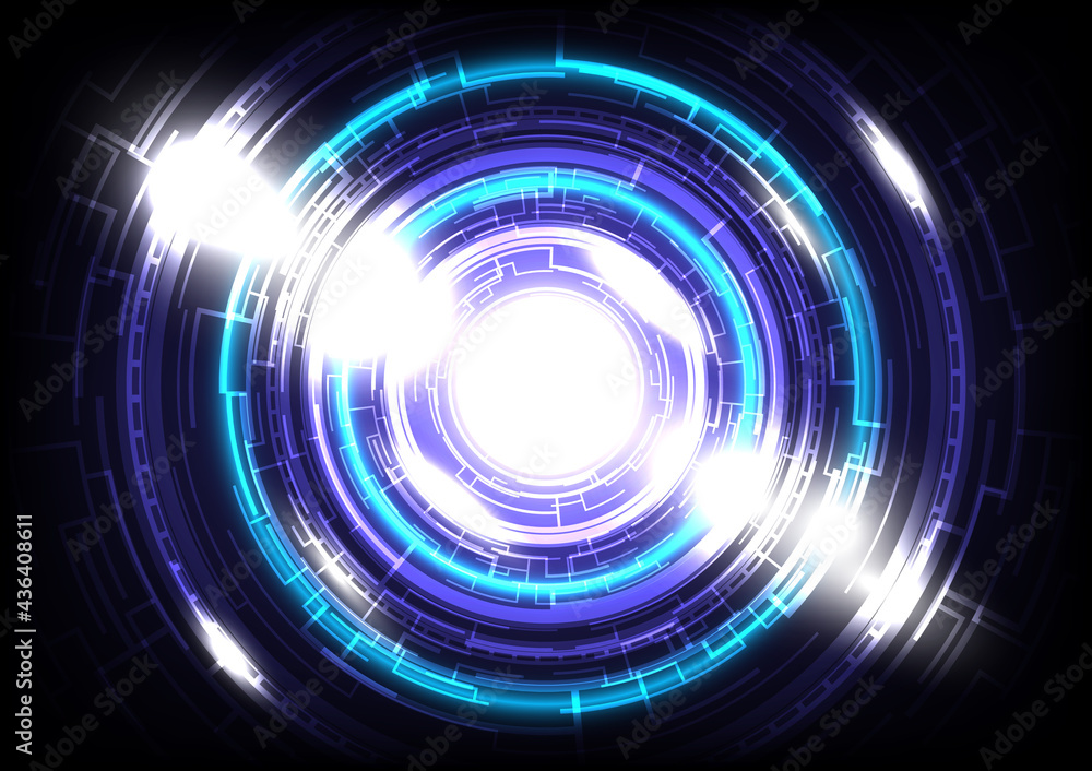 Glowing Hud circle. Abstract hi-tech blue background. Futuristic interface. Virtual reality technology screen Glowing Hud circle. Abstract hi-tech blue background. Futuristic interface. Virtual reality technology screen