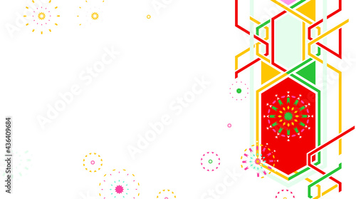 Arabic arabesque design greeting card for Ramadan Kareem. Islamic ornamental colorful detail of mosaic.Vector illustration