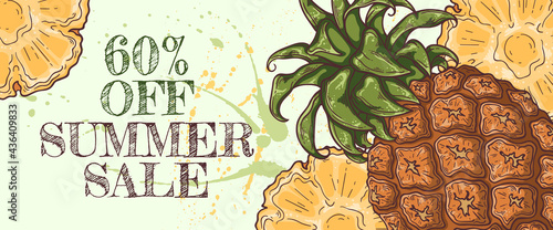 Hand drawn summer banner Vector.