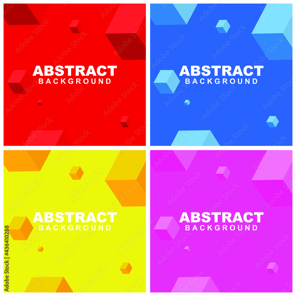 Obraz premium Illustration set vector of abstract background in blue, red, yellow, and pink color. Good to use for banner, social media template, poster and flyer template, etc