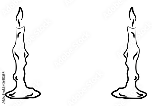 Candle Hand Drawn on White Background. Vector Illustration
