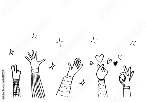 Applause hand draw on white background.vector illustration.