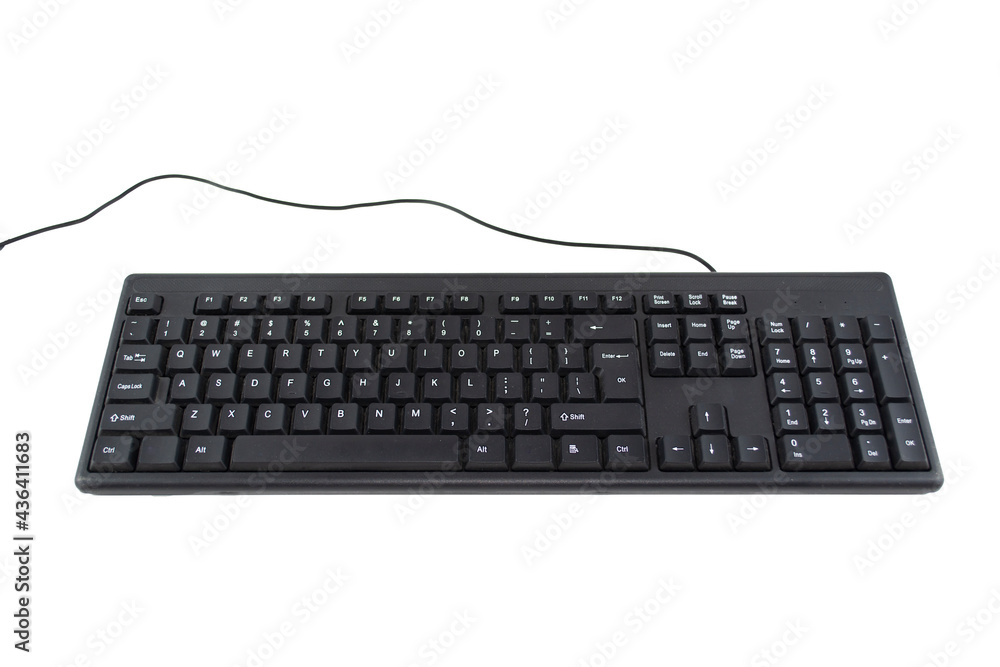 A computer keyboard isolated against a white background A computer keyboard isolated against a white background
