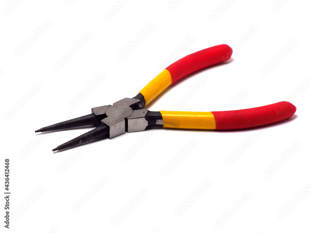 Picture of snap ring plier that has a yellow - red handle Picture of snap ring plier that has a yellow - red handle