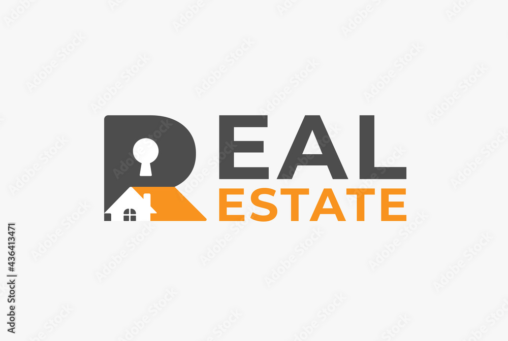 Initial R logo, letter R with home and keyhole combination, usable Real Estate Business logos, flat design logo template,vector illustration