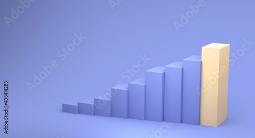 3D render illustration of bar graph