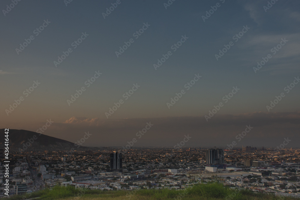 Monterrey, México. 05-26-2021. View of the City of Monterrey at Sunset