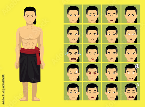 Manga Style Wa Man Clothes Cartoon Character Emotion