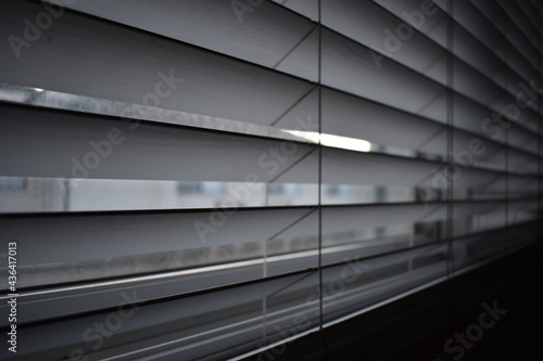 House blinds looking out the window