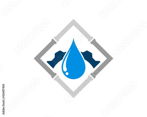 Square water pipe with gear and water drop inside