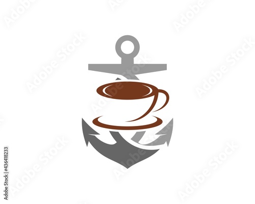 Nautical anchor with abstract cop of coffee