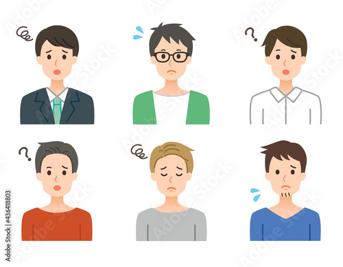 困り顔の男性 シンプルなイラスト素材
