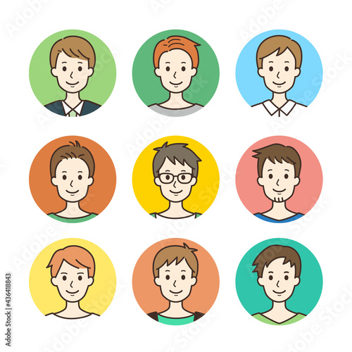 笑顔の男性アイコン1 シンプルな線画イラスト
