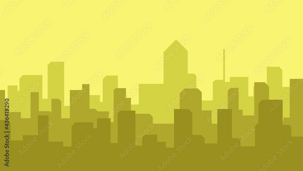 1920 x 1080 City Silhouette with Warm Color. City Silhouette at Sunset. Simple city building silhouette with solid background.
