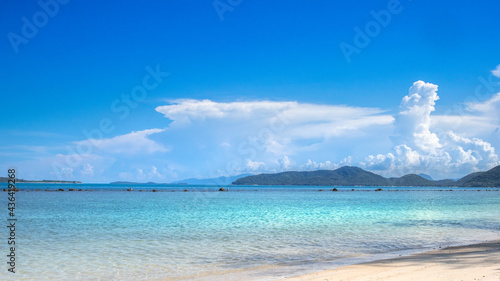 Photography beach with blue sky and clouds