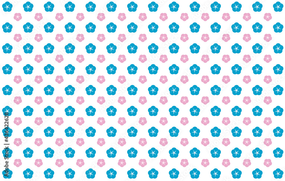 背景素材 アサガオの花のシンプルなパターン柄 青 ピンク Stock Vector Adobe Stock