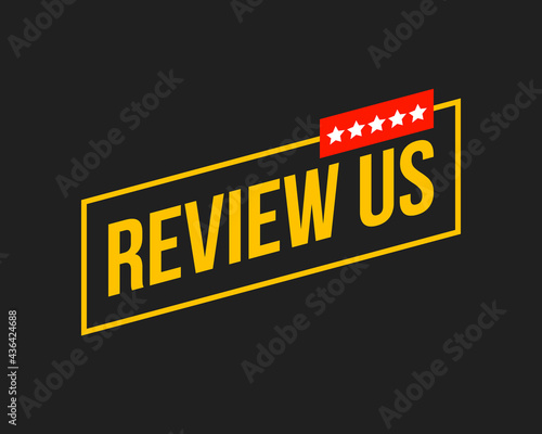 review us - 5 stars, user rating or customer feedback vector squared banner