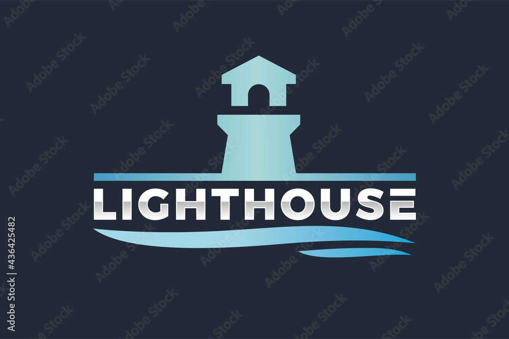simple lighthouse water logo