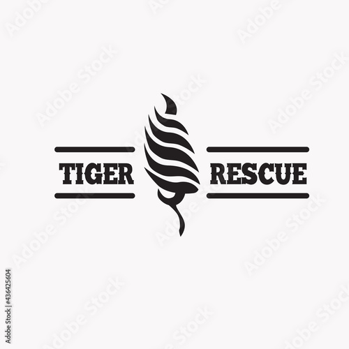 Tiger Rescue logo design illustration. Black logo design with tiger claw symbol