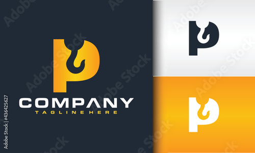 letter P crane logo