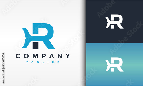 letter R whale tail logo