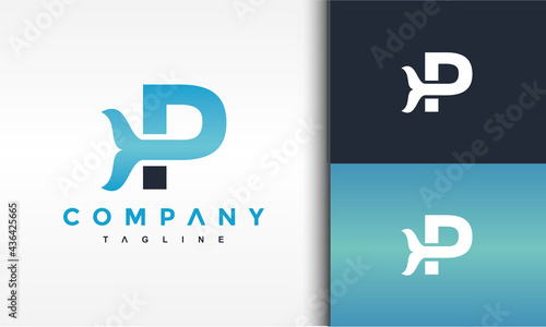 letter P whale tail logo