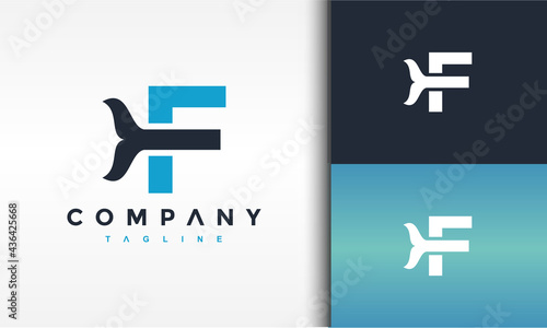 letter F whale tail logo