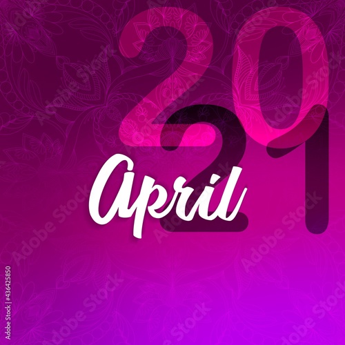 Lettering April 2021, type composition for the month April, calendar 2021, Spring