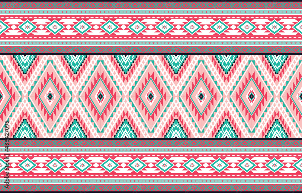 Abstract geometric ethnic pattern embroidery design for background or wallpaper and clothing. Vector illustration