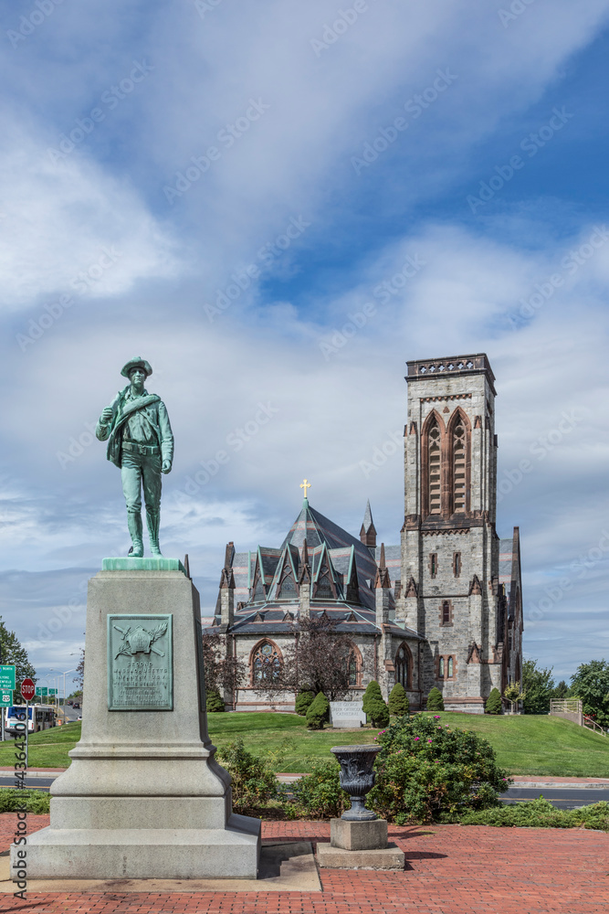 monument of second Massachusetts infantry with church monument of second Massachusetts infantry with church