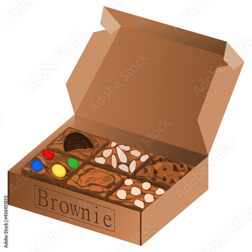 bakery : brownie dessert box. illustration