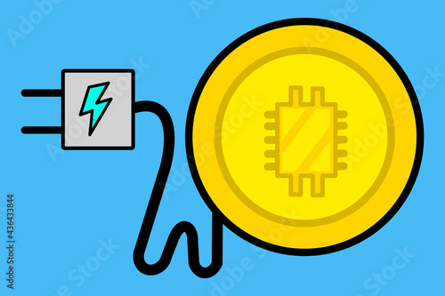 The vector logo illustration picture of a cryptocurrency that use the electricity to produced.