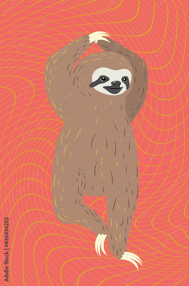 Fototapeta premium Cartoon yoga sloth